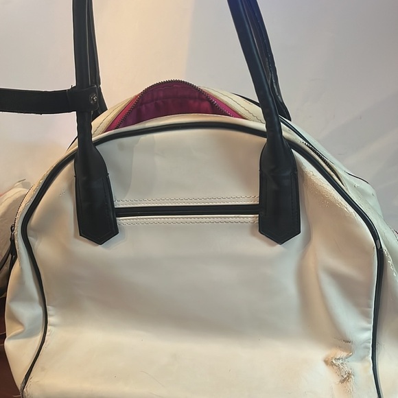 Lululemon Athletica Sweat Once A Day Bag White Handles Dividers Laptop Bag FLAWS - Picture 4 of 12